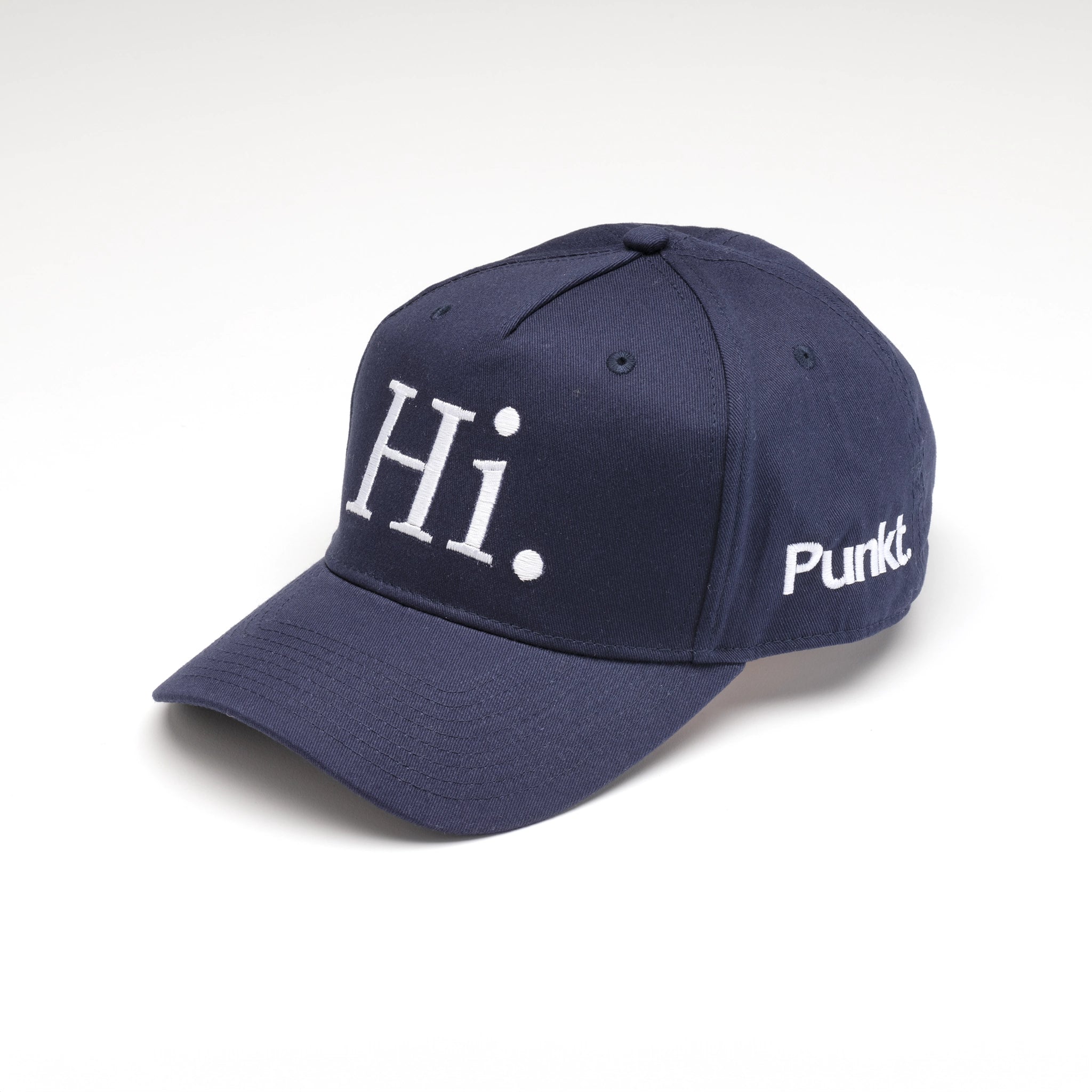 Punkt. Baseball cap with message ‘Hi. Human intelligence’