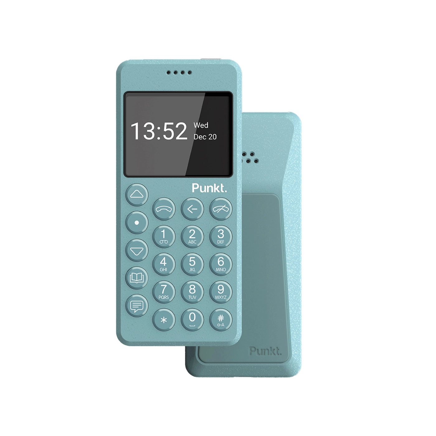 Punkt MP02 in light blue against soft background, conveying balance and calm aesthetic.