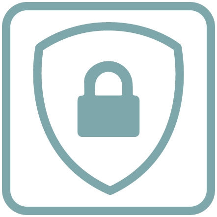 Icona con lucchetto dentro uno scudo.