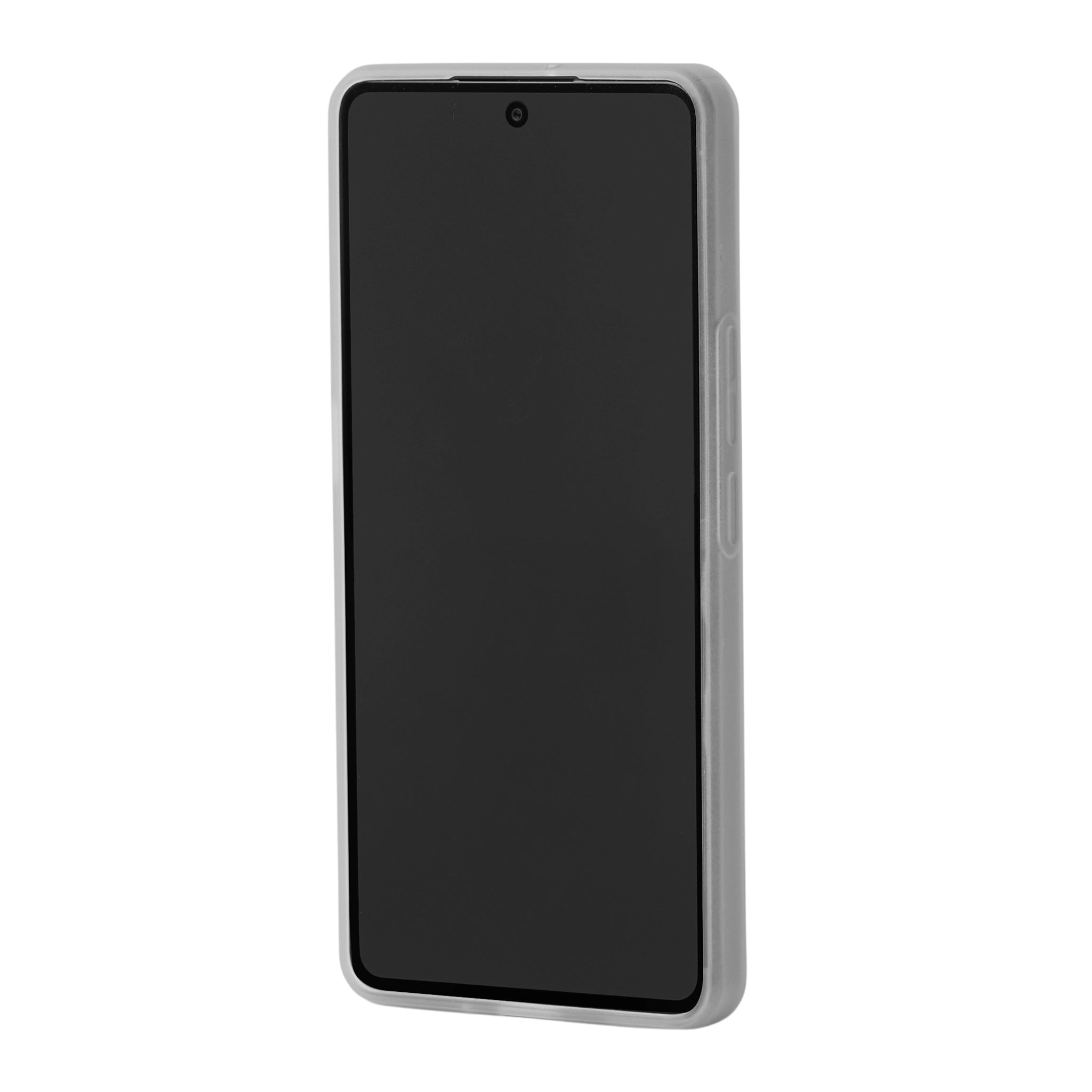 Smartphone with a black screen on a white background