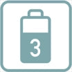 Battery icon – “Icon of a battery marked with the number 3 inside a square.”