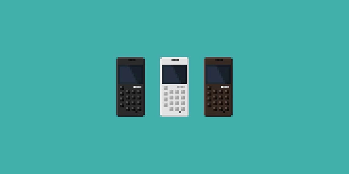 A minimalist digital illustration of three Punkt. phones in black, white, and brown, arranged side by side on a solid teal background, symbolizing simplicity and choice in digital minimalism.