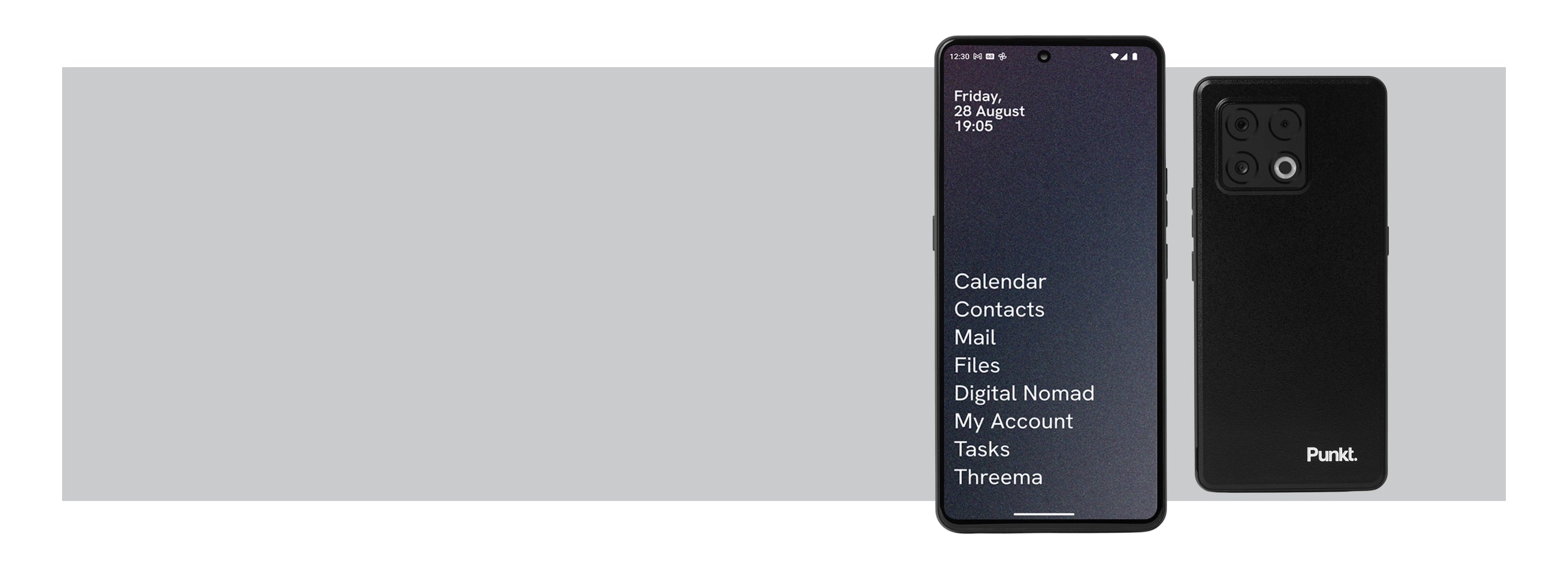 Two smartphones, one displaying a screen and the other showing the back with 'Puls' branding, on a light gray background.