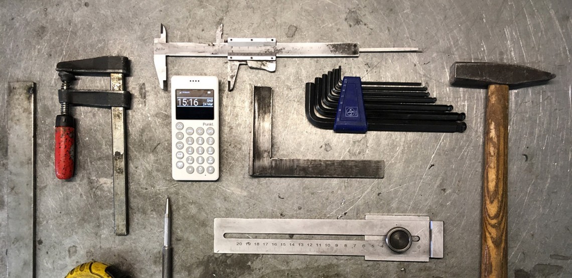 Nicholas Andina and his white MP01 by Punkt. eliminating most of the apps 
