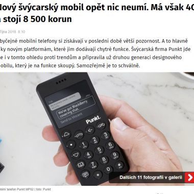 Nový švýcarský mobil opět nic neumí. Má však 4G a stojí 8 500 korun Zdro