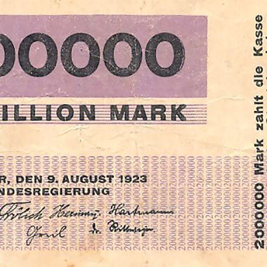 Herbert Bayer, Notgeld, 1923. Hyper-inflation bank notes from Weimar Germany.