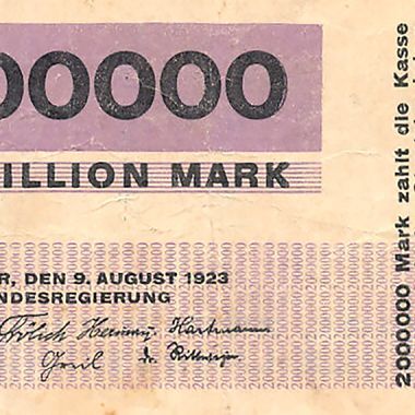 Herbert Bayer, Notgeld, 1923. Hyper-inflation bank notes from Weimar Germany.