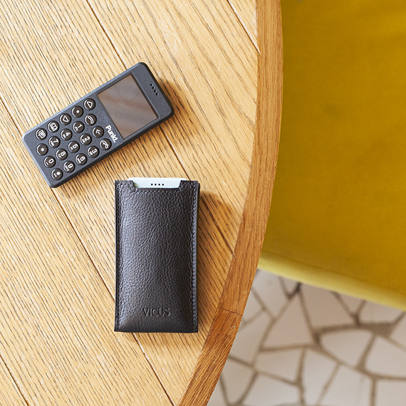 Black leather phone case