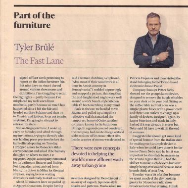 The Financial Times - weekend Fast Lane Column.