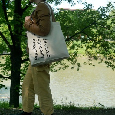Punkt. tote bags catalogue: Boredom is essential for creativity.