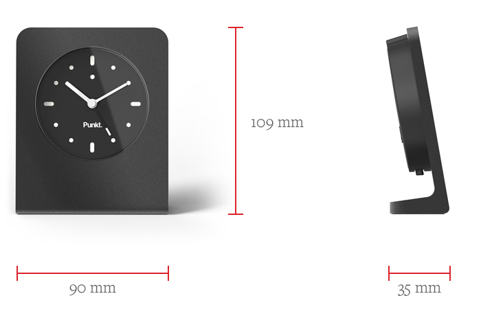 Punkt ac02 alarm clock dimensions with black color