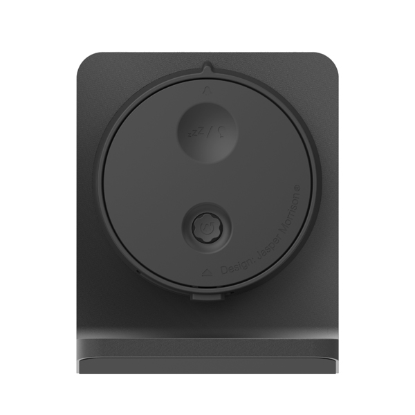 Punkt. AC02 alarm clock on the back shwoing the snooze button and illumination botton