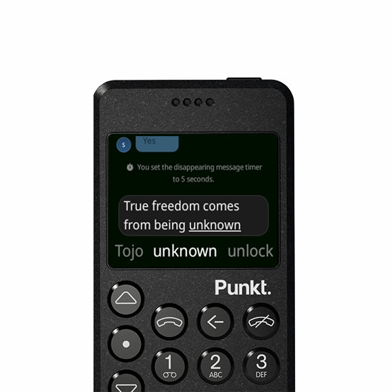 screen of the mp02 black mobile phone showing how to Self-destruct messages on the pigeon application