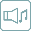 icon showing a speaker playing music with a musci not going out of the speaker